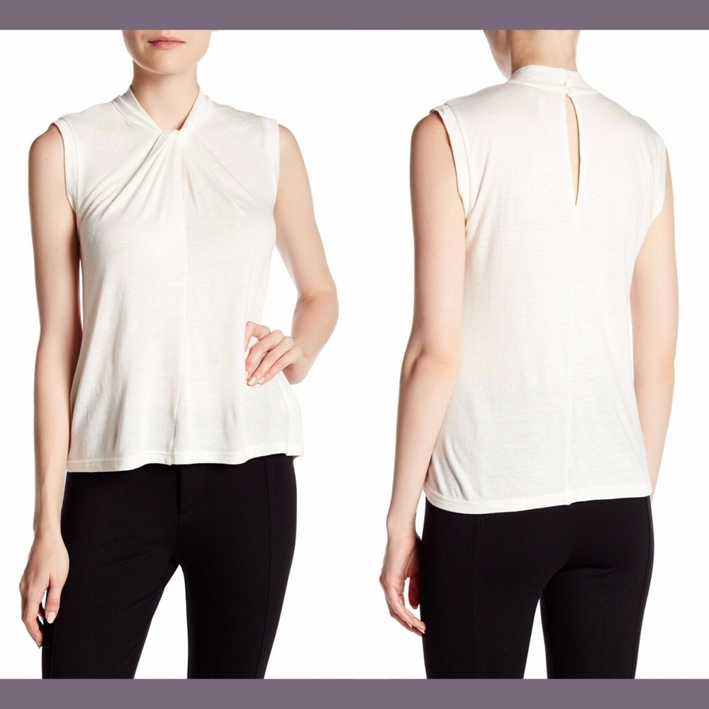 NWD $185 Rebecca Taylor Jersey Twisted Tank Top in Chalk-White [SZ‎ Small ]